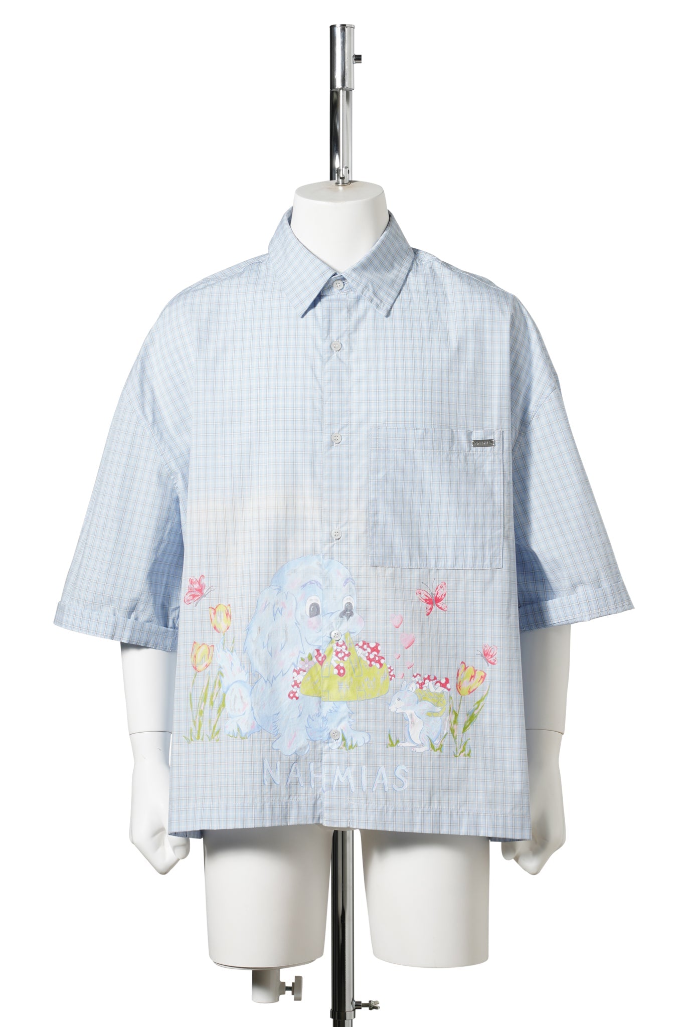 PLAID FORAGE CROPPED SS SHIRT / 421:BLUE