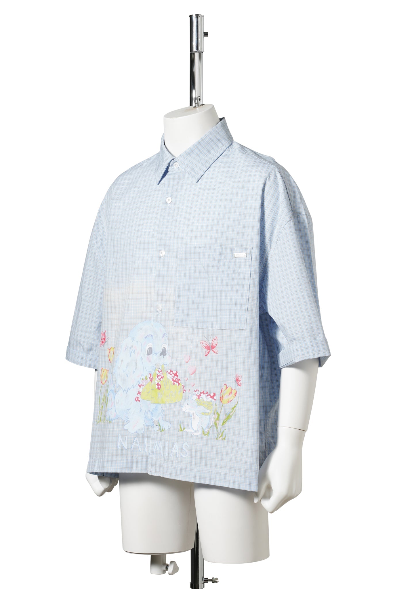 PLAID FORAGE CROPPED SS SHIRT / 421:BLUE