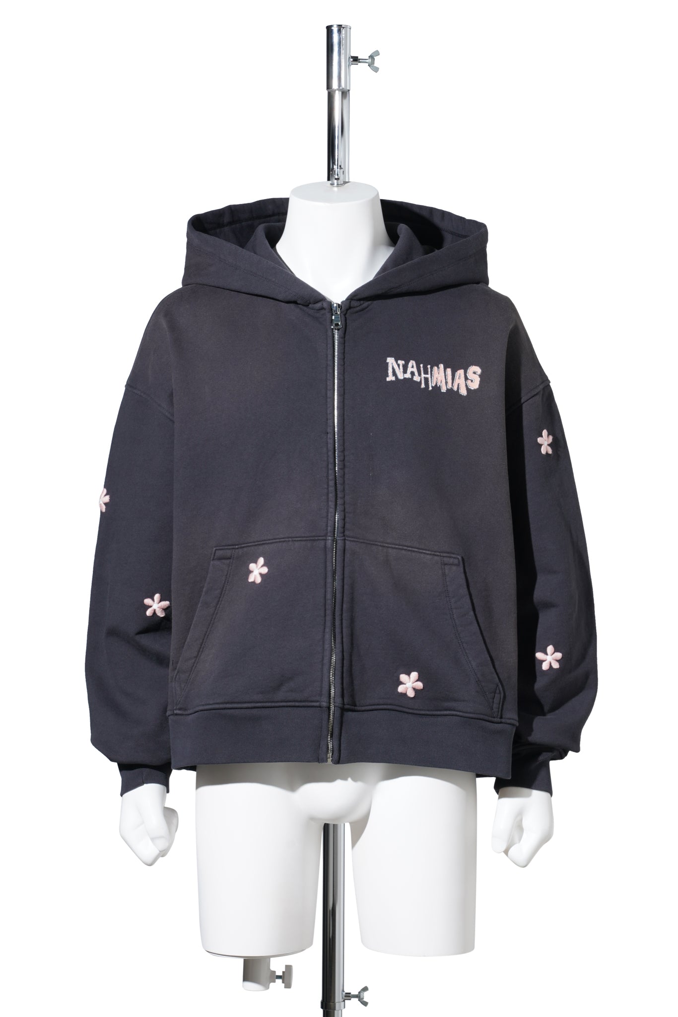 FLOWER GROMS ZIP UP HOODIE / ABLK:AGED BLACK