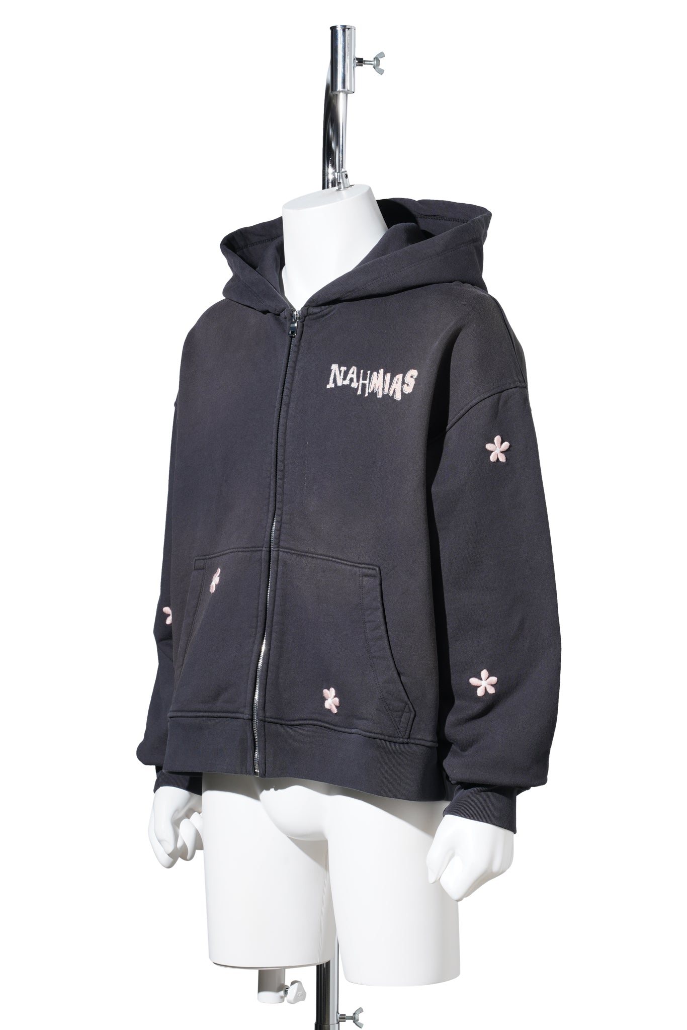 FLOWER GROMS ZIP UP HOODIE / ABLK:AGED BLACK