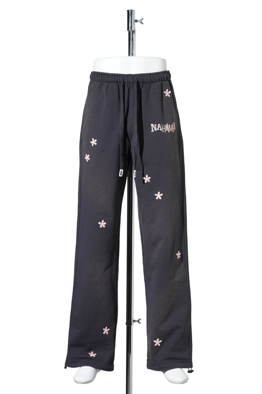 FLOWER GROMS WIDE SWEATPANTS / ABLK:AGED BLACK