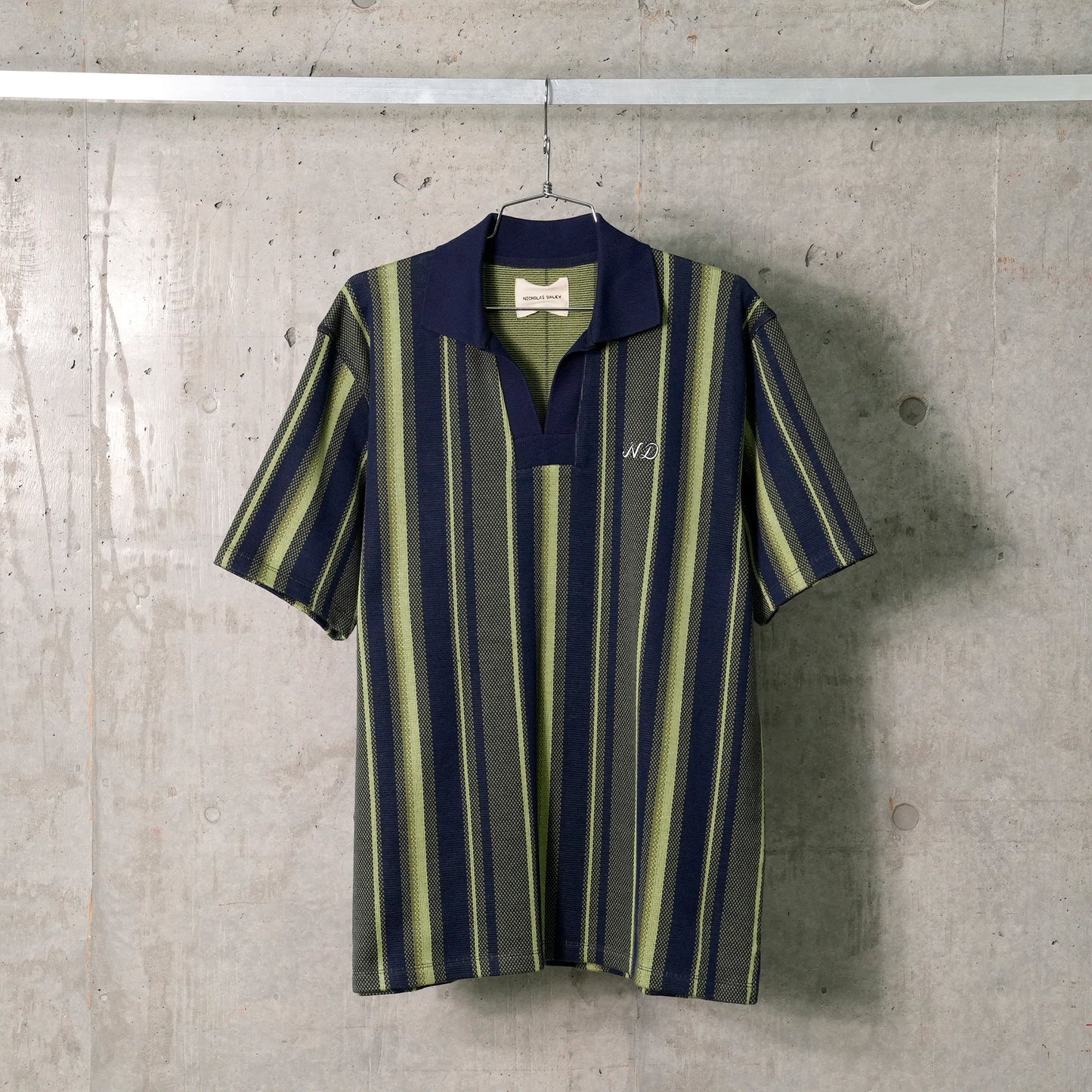 RUGBY STRIPED POLO / NAVY/MINT