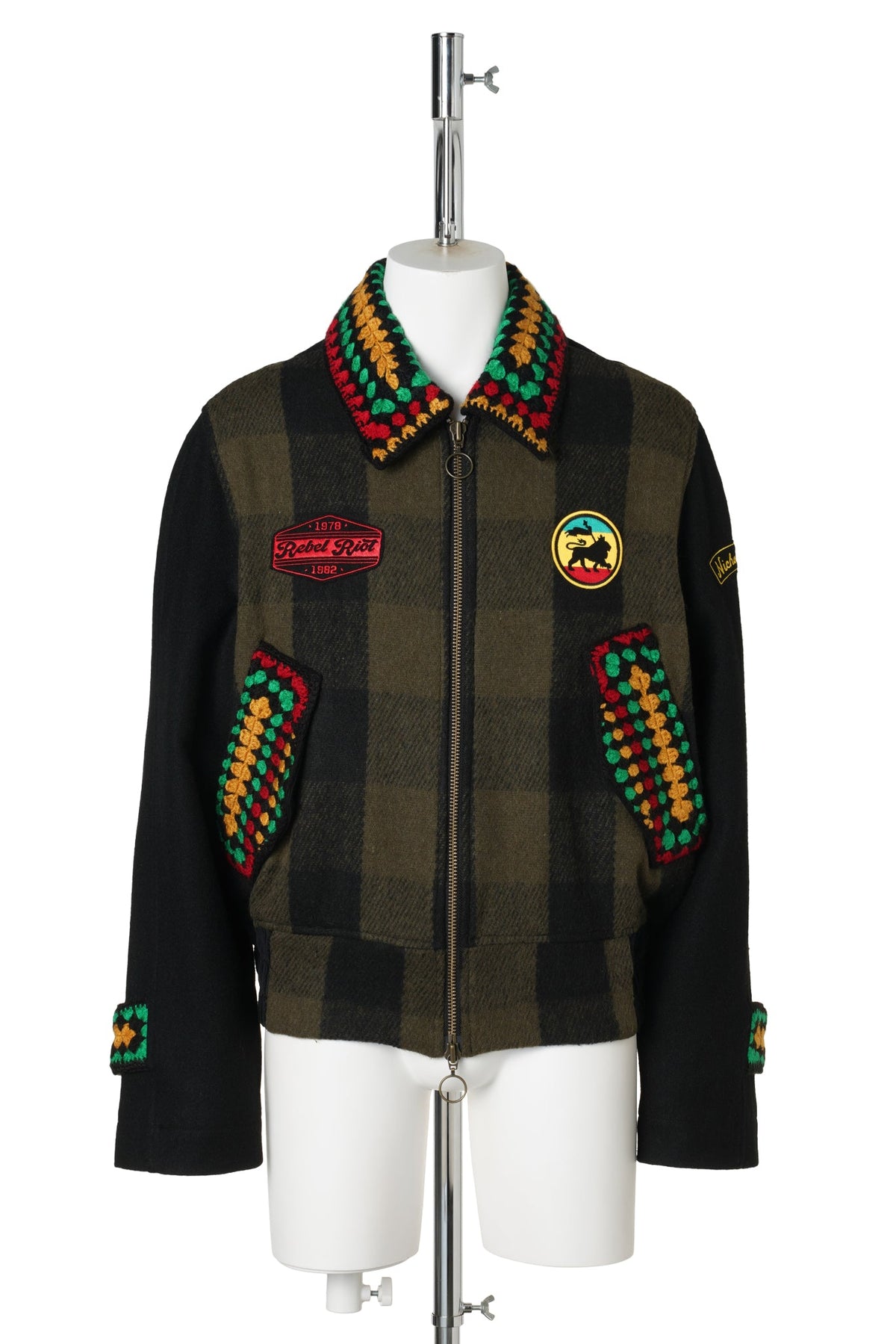 PATCHED REBEL RIOT JACKET / BLACK/OLIVE