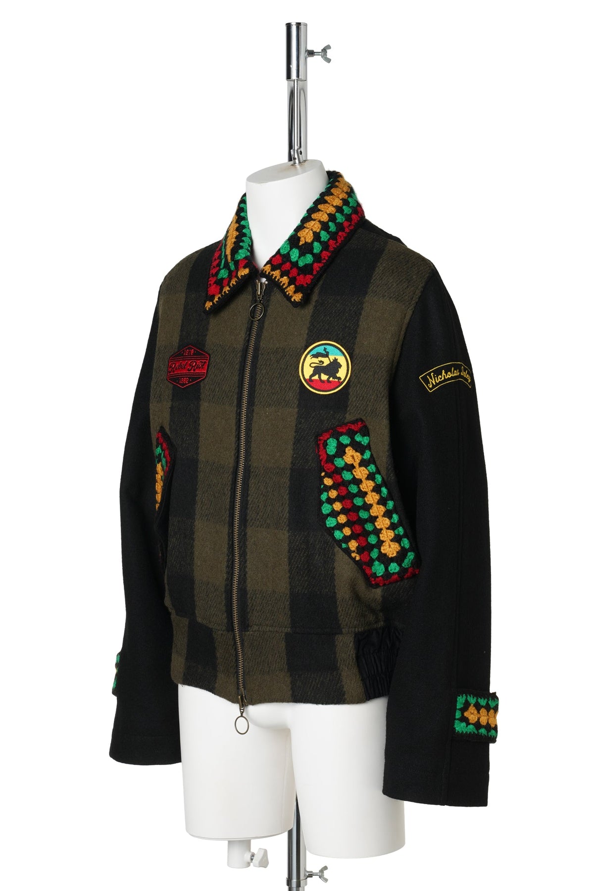 PATCHED REBEL RIOT JACKET / BLACK/OLIVE