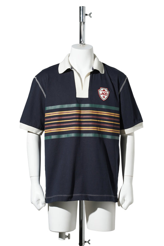 S/S STRIPED RUGBY POLO / NAVY