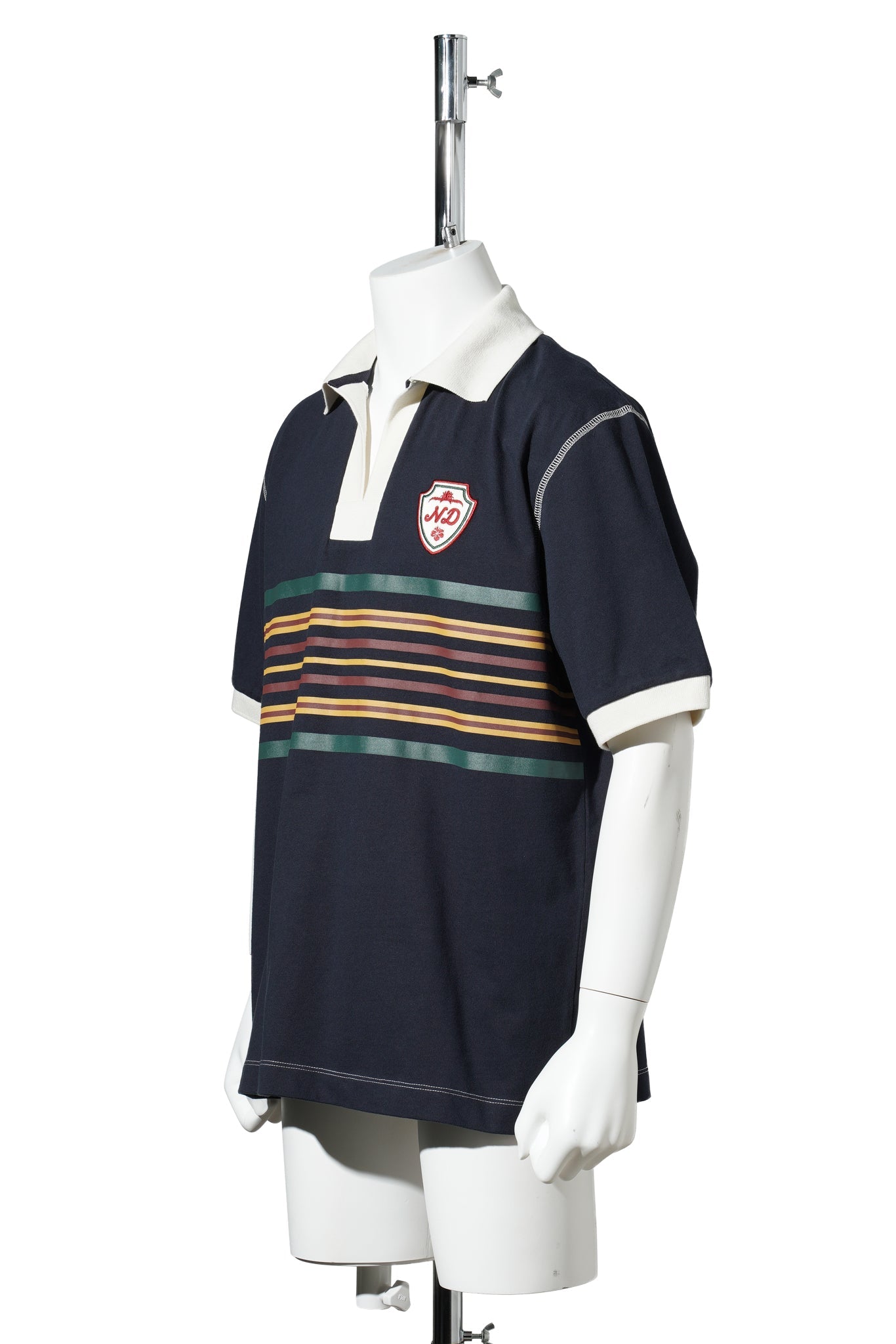 S/S STRIPED RUGBY POLO / NAVY
