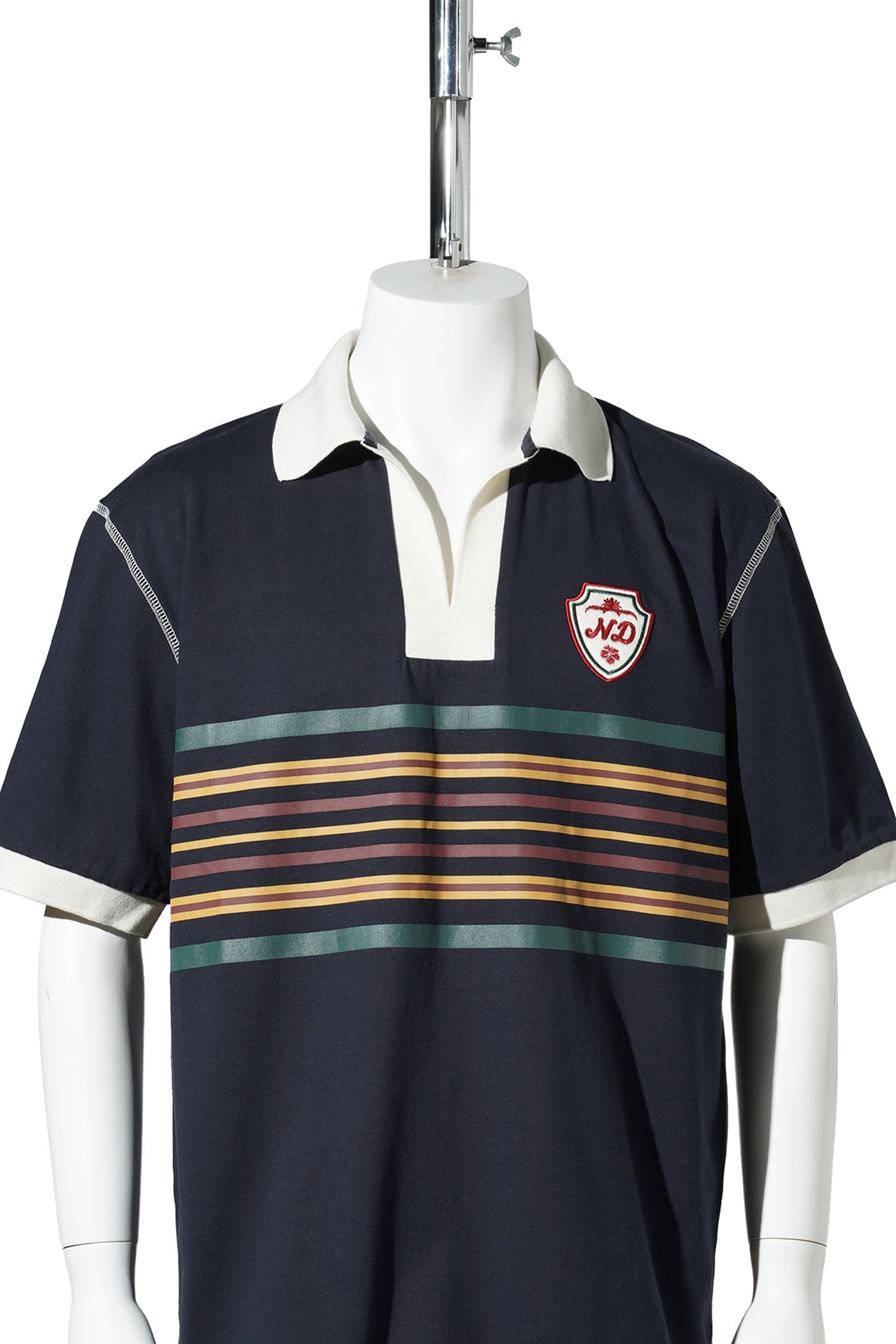 S/S STRIPED RUGBY POLO / NAVY