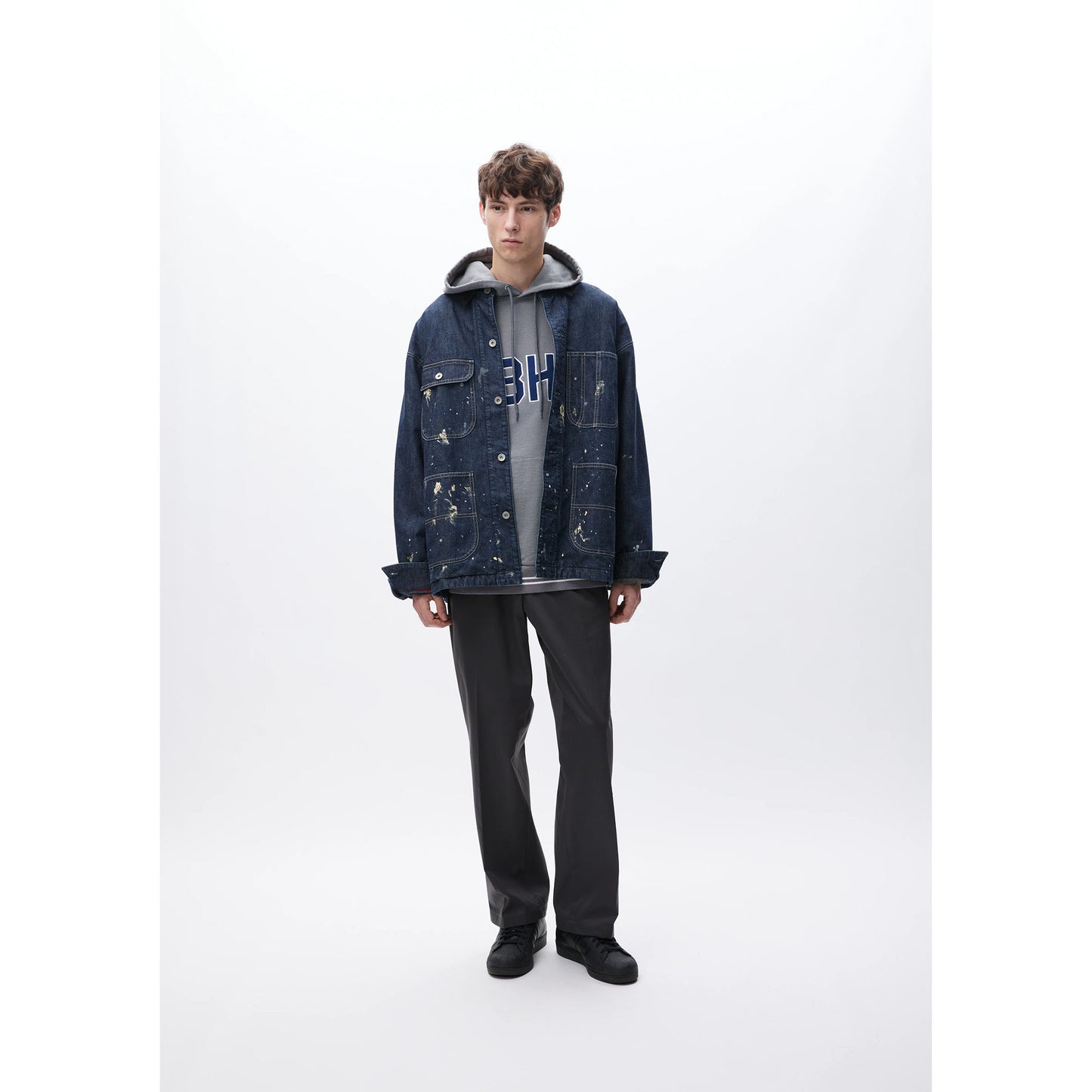 CORDUROY COLLAR WASHED COVERALL JACKET / INDIGO