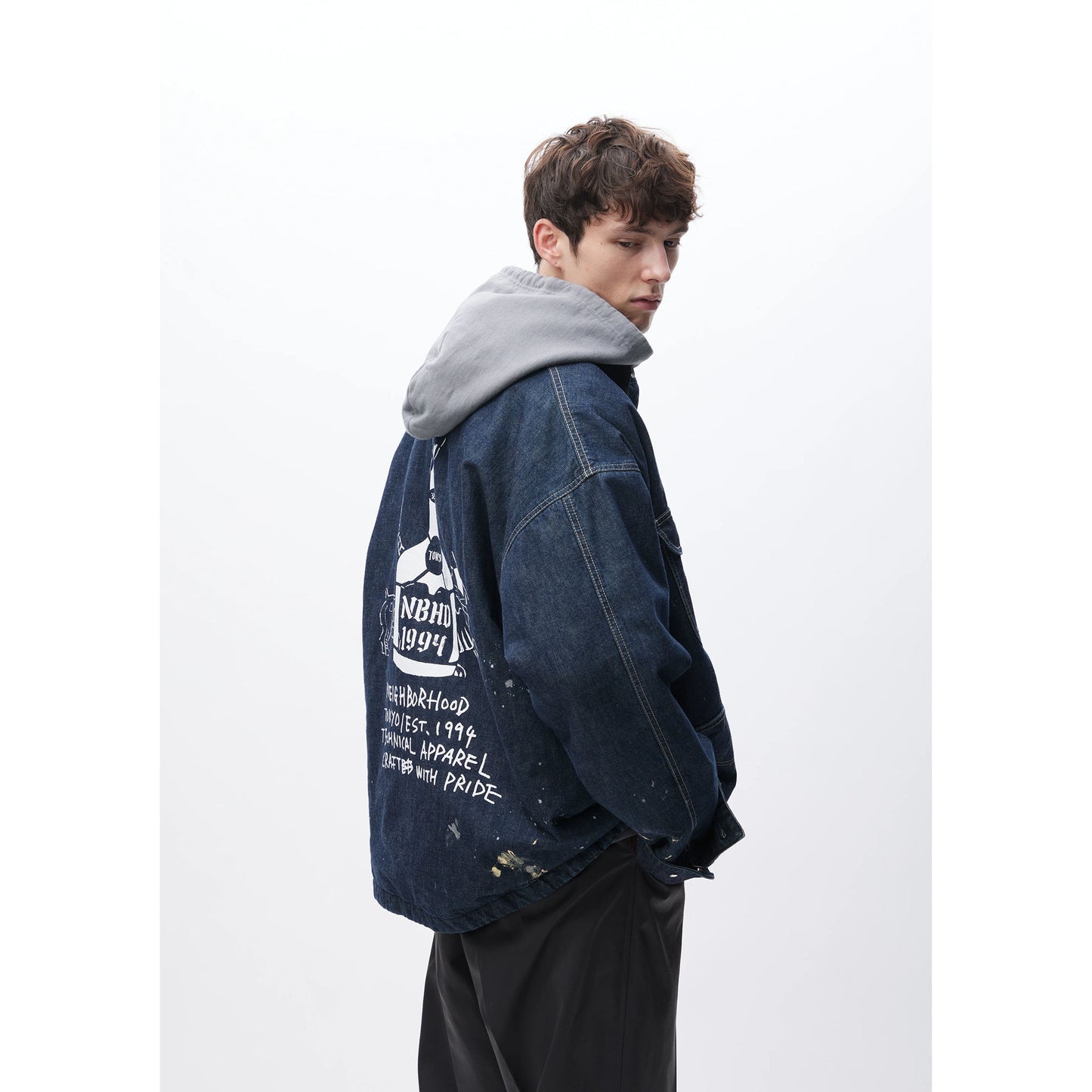 CORDUROY COLLAR WASHED COVERALL JACKET / INDIGO