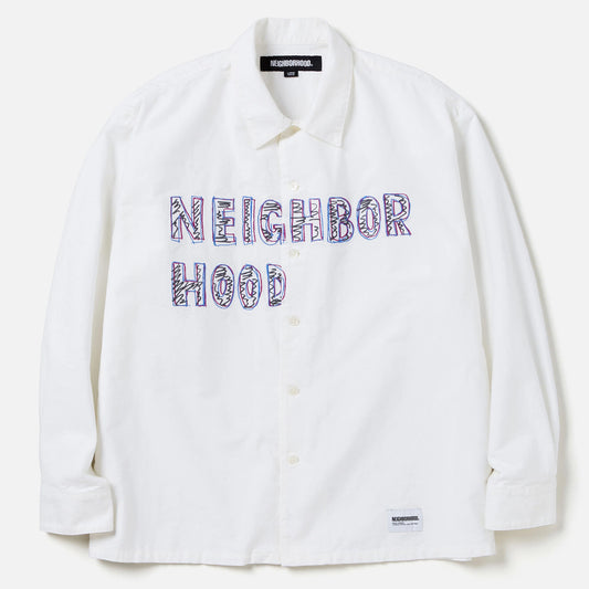 HAND DRAWING EMBROIDERY SHIRT LS / WHITE