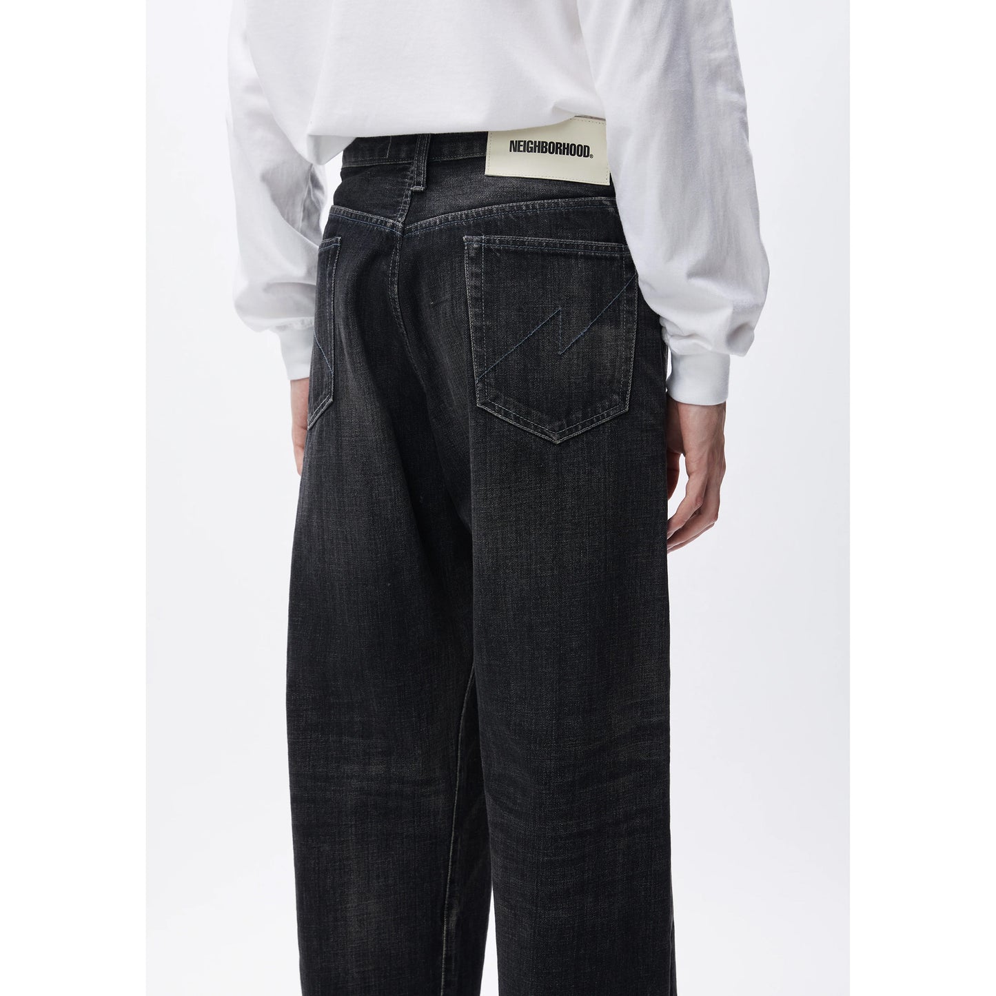 WASHED DENIM DP WIDE PANTS / BLACK