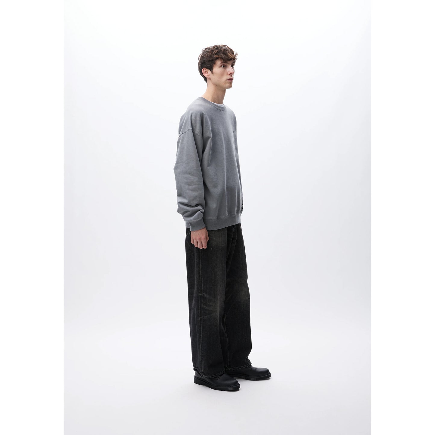 WASHED DENIM DP WIDE PANTS / BLACK