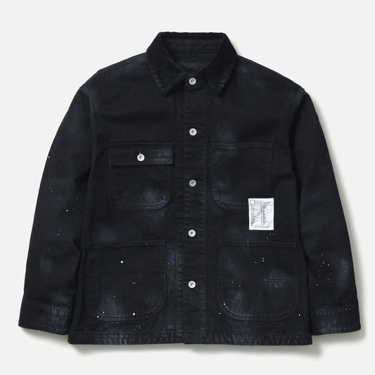 BW . WASHED COVERALL JACKET / BLACK