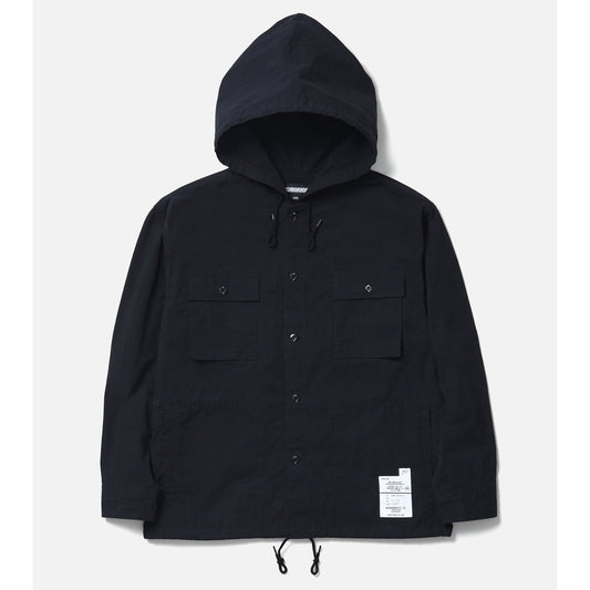 HOODED SHIRT LS / BLACK