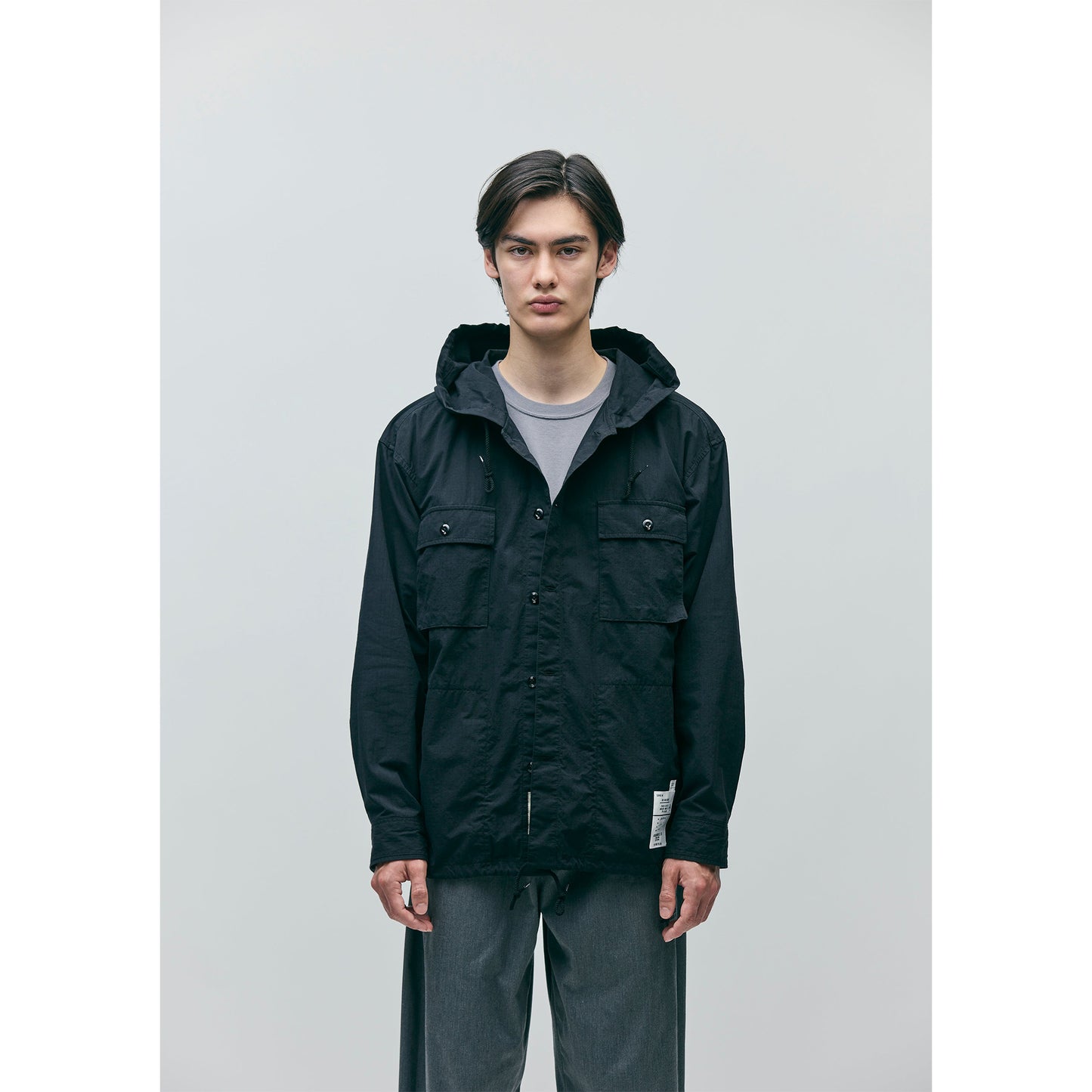 HOODED SHIRT LS / BLACK