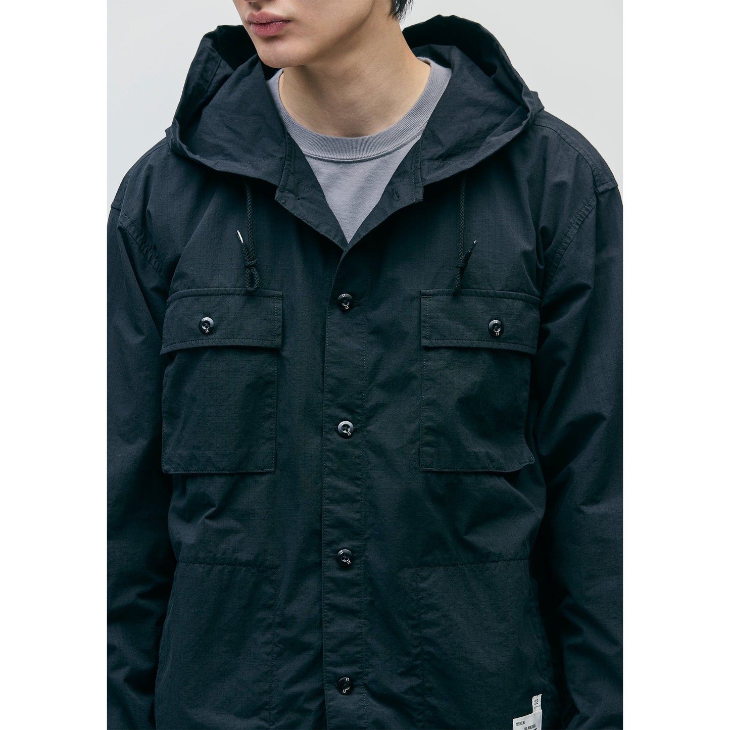 HOODED SHIRT LS / BLACK