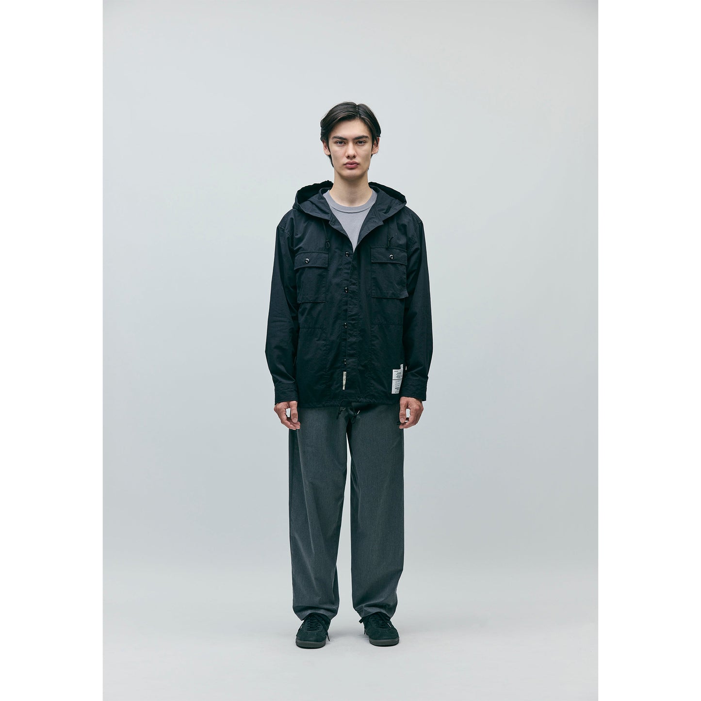 HOODED SHIRT LS / BLACK