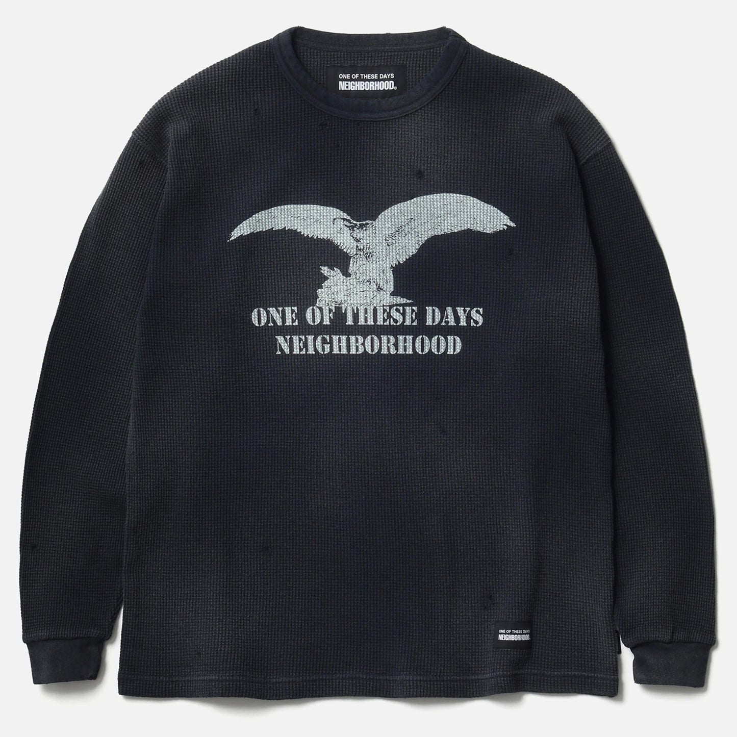 NH X OOTD . WAFFLE FABRIC CREWNECK LS / BLACK