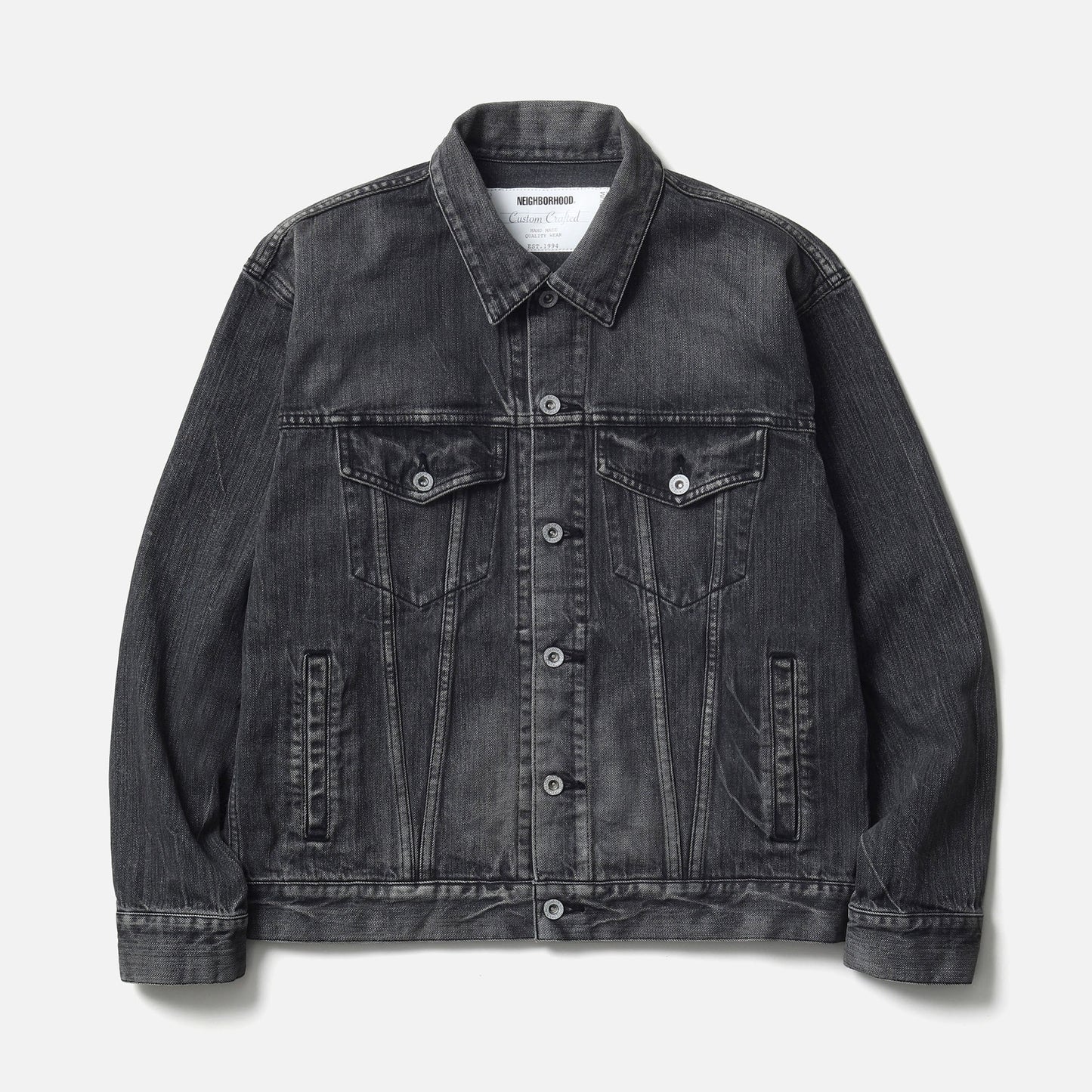 WASHED BLACK DENIM TYPE-4 JACKET / BLACK