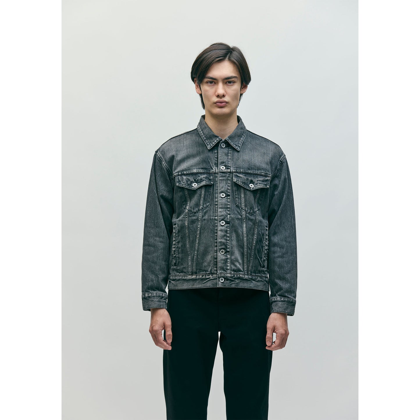 WASHED BLACK DENIM TYPE-4 JACKET / BLACK
