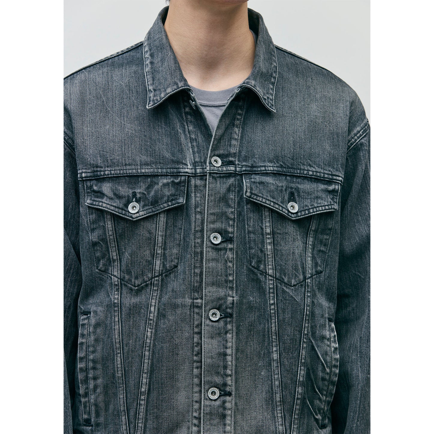 WASHED BLACK DENIM TYPE-4 JACKET / BLACK