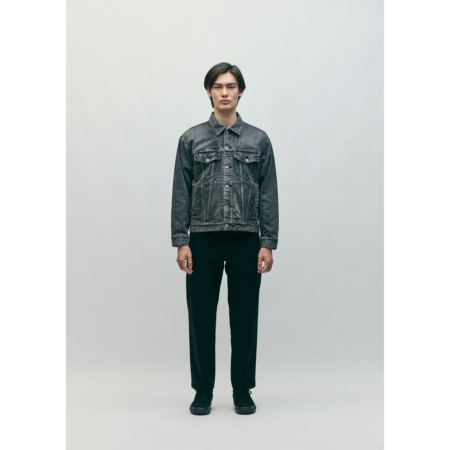 WASHED BLACK DENIM TYPE-4 JACKET / BLACK