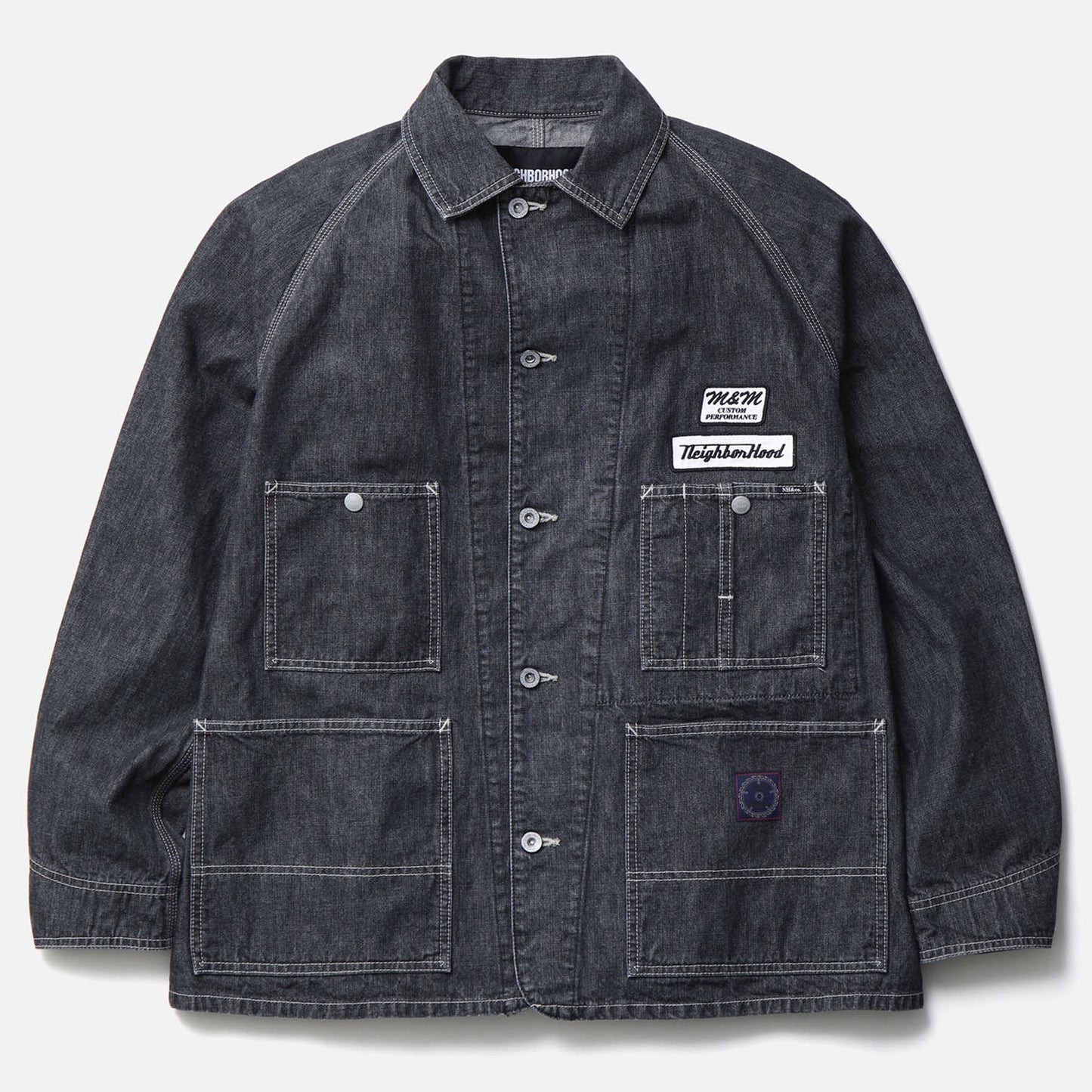 NH X M&M . WASHED DENIM COVERALL JACKET / BLACK