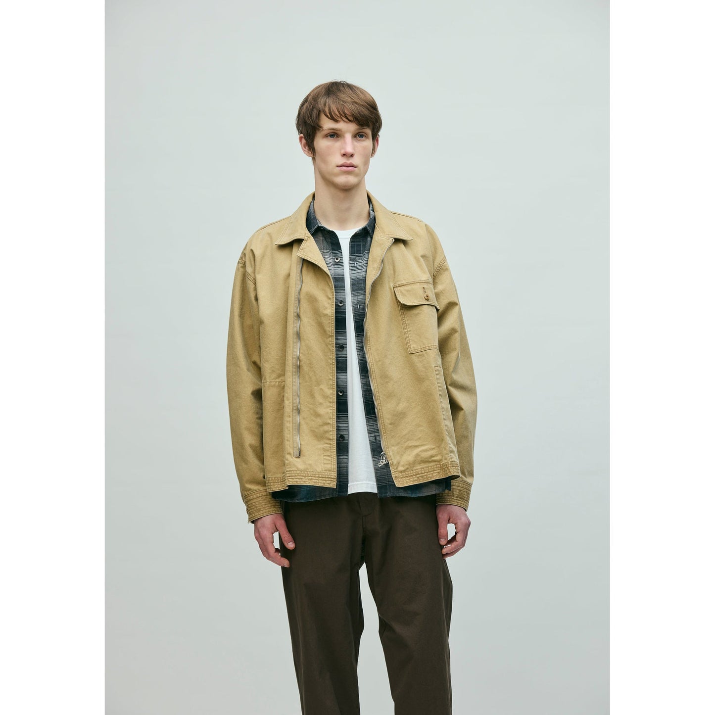 ZIP FIELD SHIRT LS / BEIGE