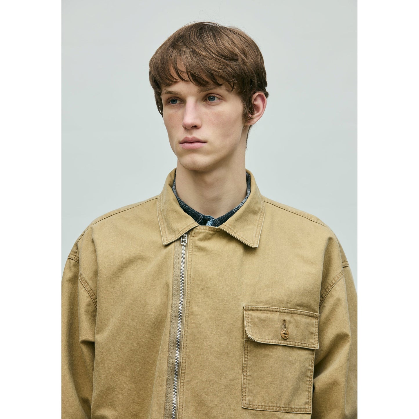 ZIP FIELD SHIRT LS / BEIGE