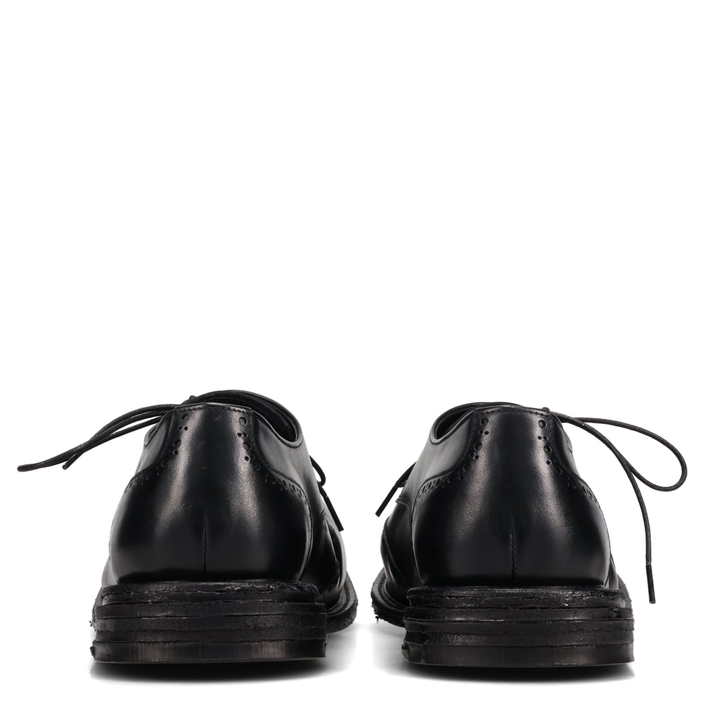 BIG FOOT CURVED WINGTIP DERBY LEATHER SOLE / BLACK/RAW SOLE BLACK