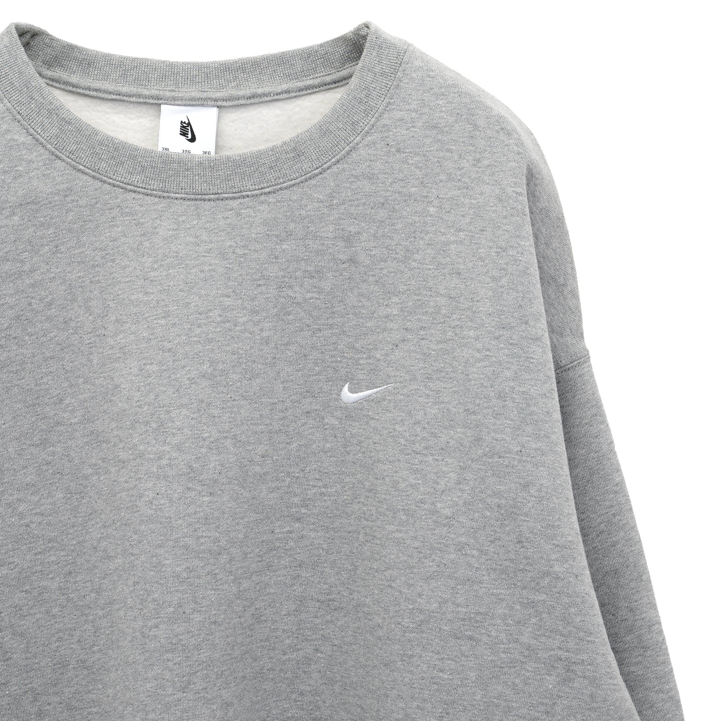 SOLO SWOOSH FLEECE L/S CREW / 063:DARK GREY HEATHER/WHITE