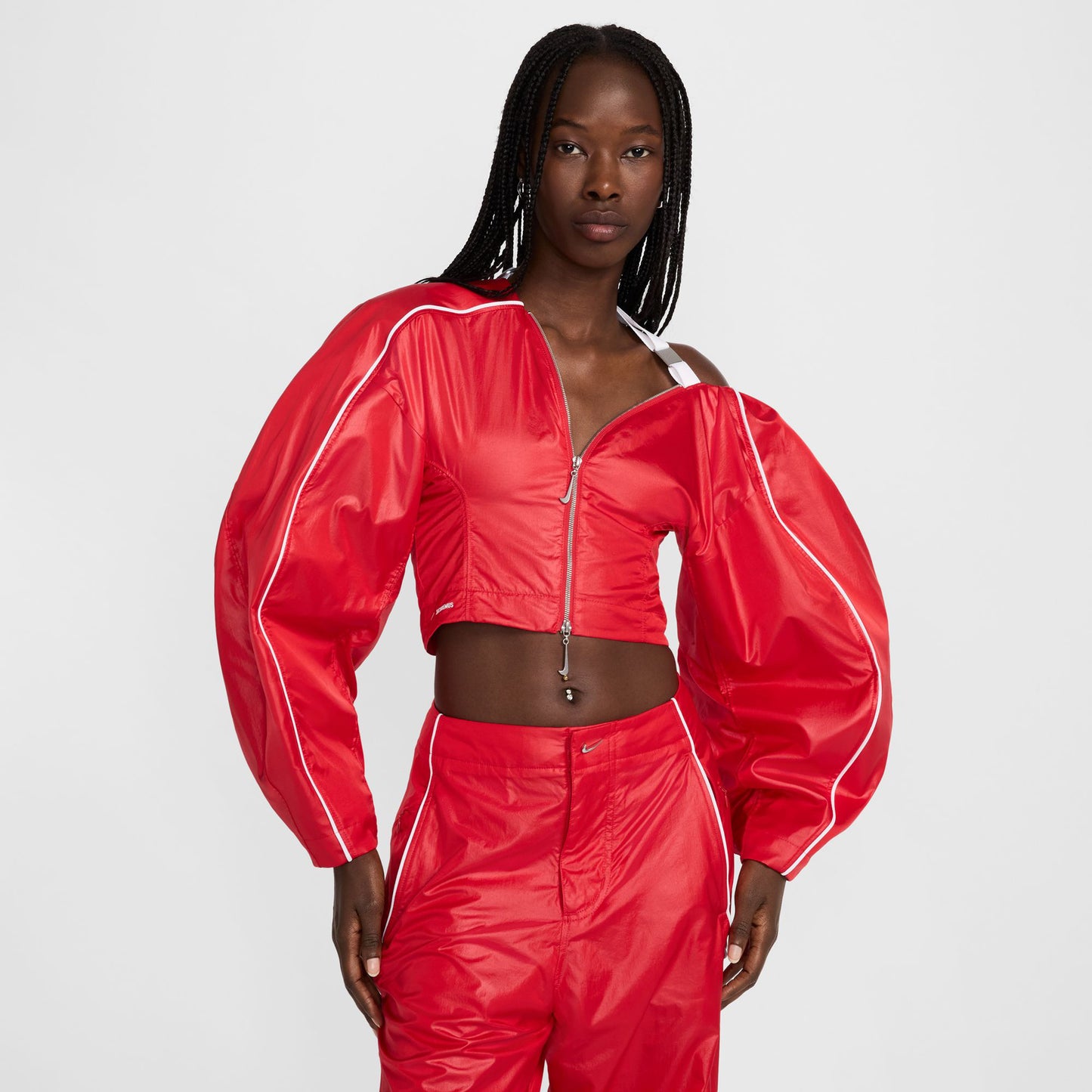 AS W NRG JACQUEMUS TRACK JKT / 642:MYSTIC RED/WHITE