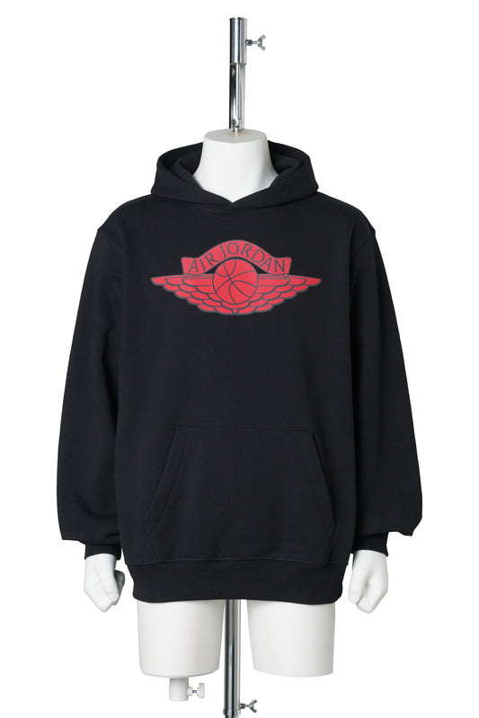 JORDAN SM FLEECE L/S HOODIE / 010:BLACK/WHITE/(UNIVERSITY RED)