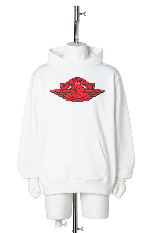 JORDAN SM FLEECE L/S HOODIE / 100:WHITE/BLACK/(UNIVERSITY RED)
