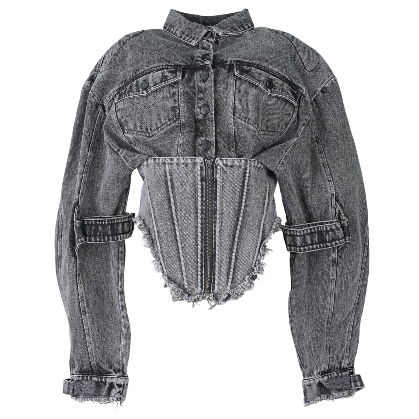 DENIM CORSET JACKET / BLACK DENIM