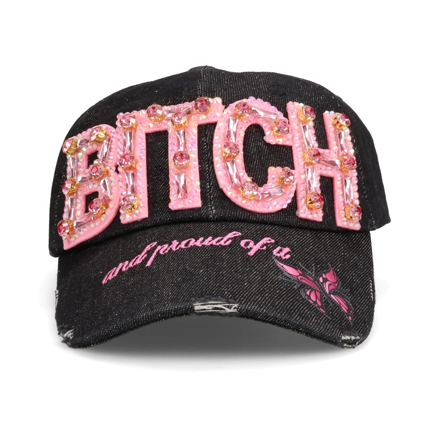 DENIM SLOGAN CAP / BLACK