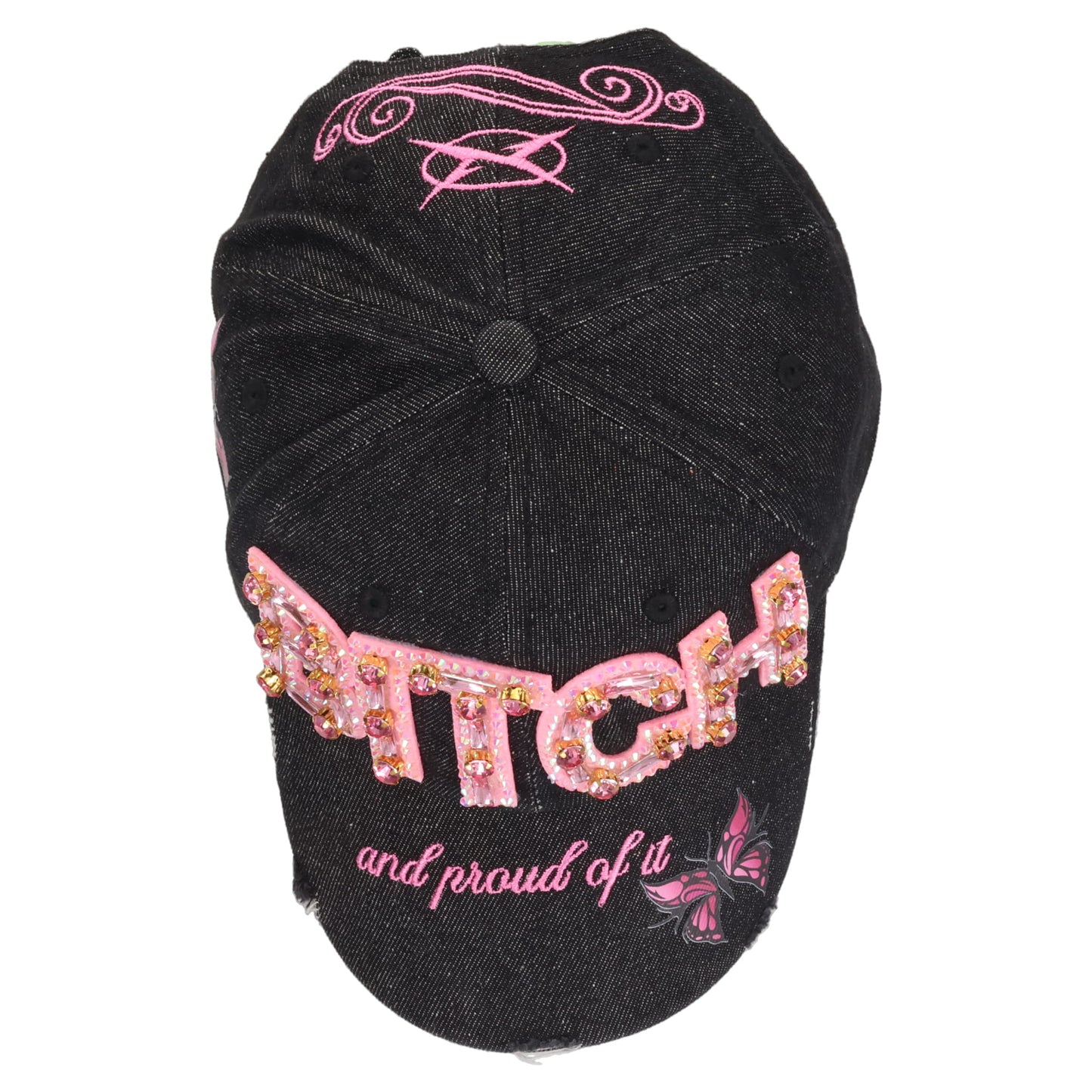 DENIM SLOGAN CAP / BLACK