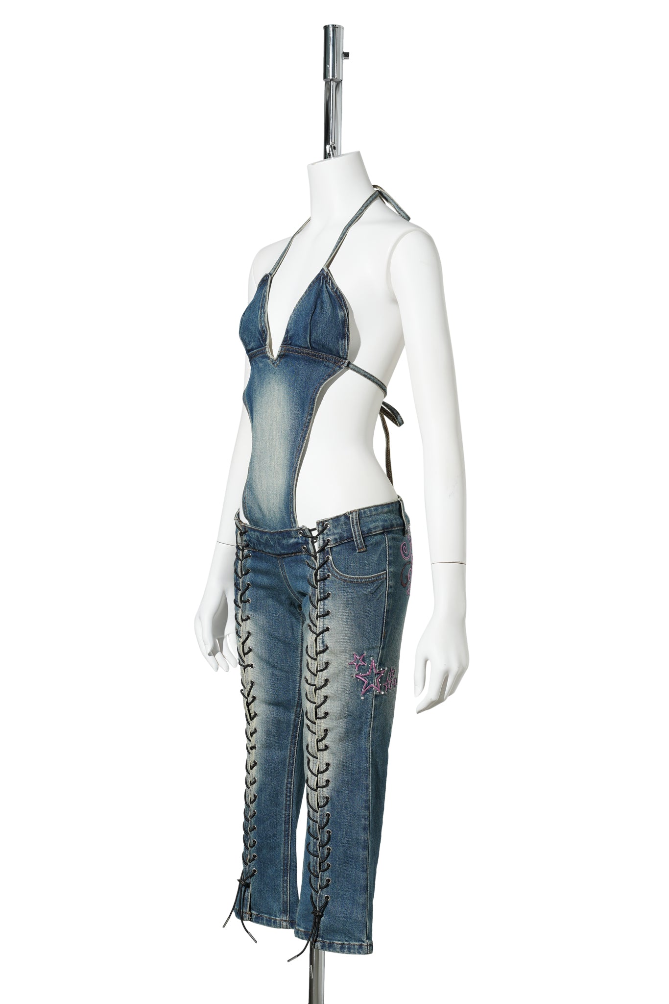 DENIM DETACHABLE CAPRI JUMPSUIT / BLUE