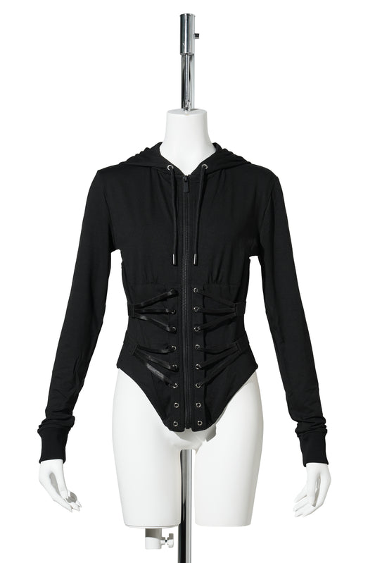 GOTH PLEASE ZIP HOODIE / BLACK