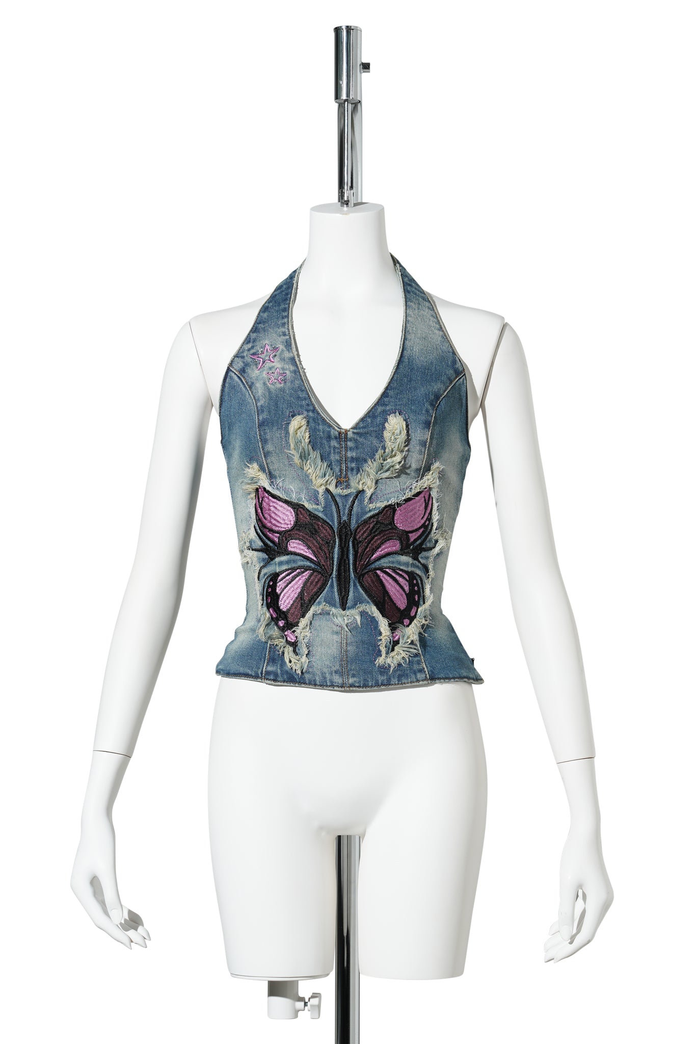 DENIM NECKHOLDER TOP / BLUE