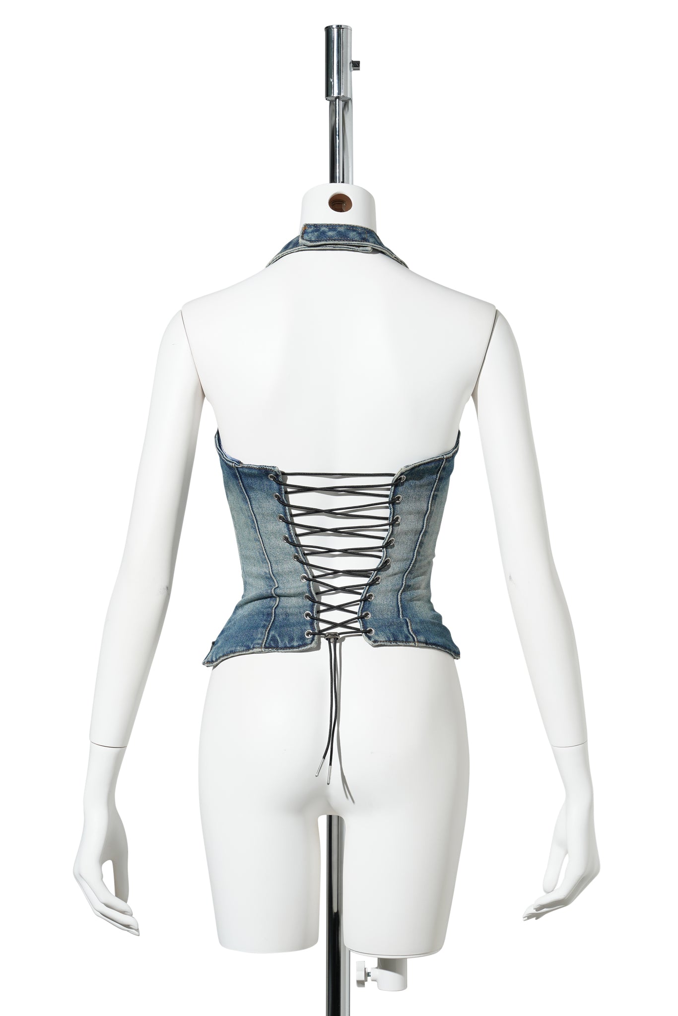 DENIM NECKHOLDER TOP / BLUE