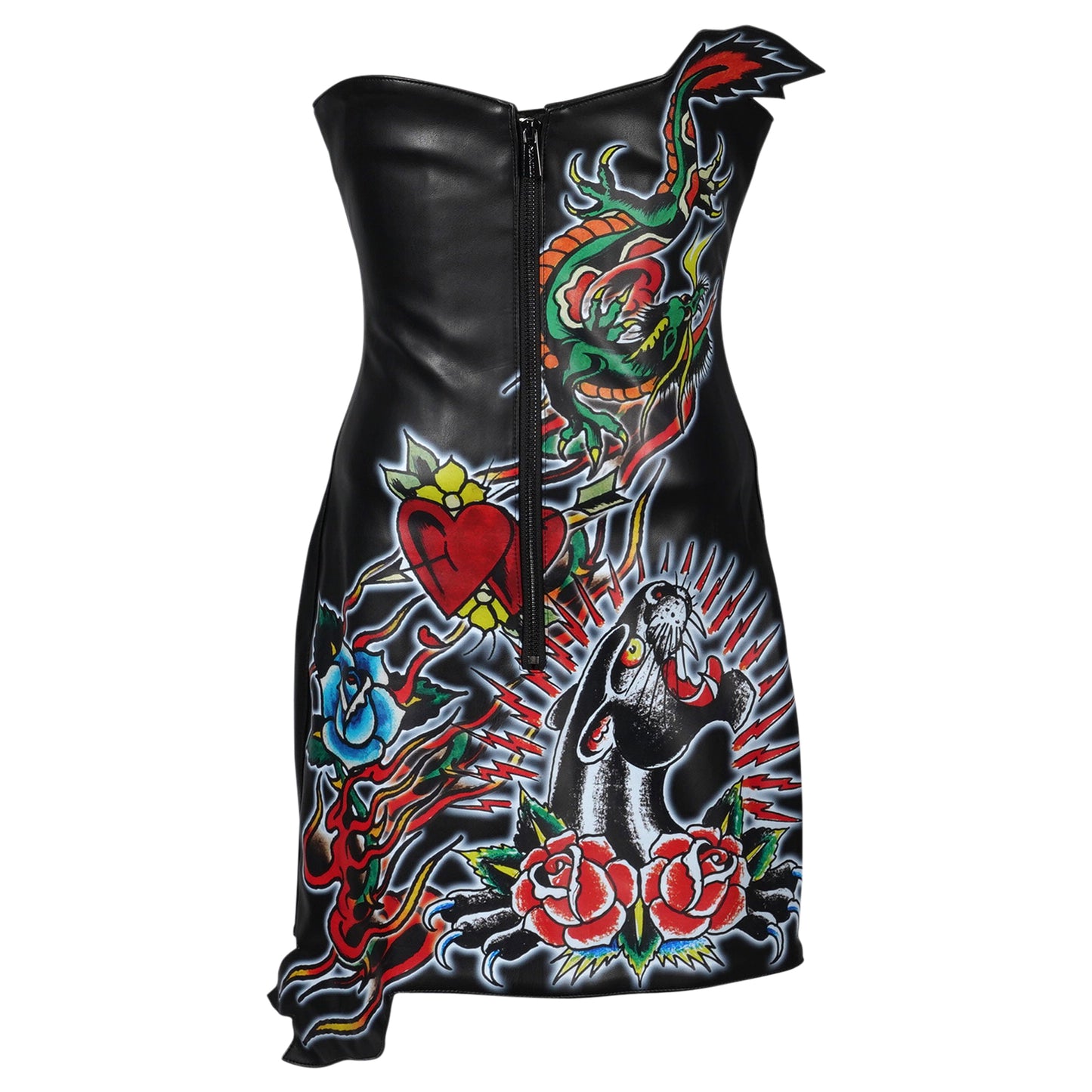 DRAGON ROSE MINI DRESS / BLACK