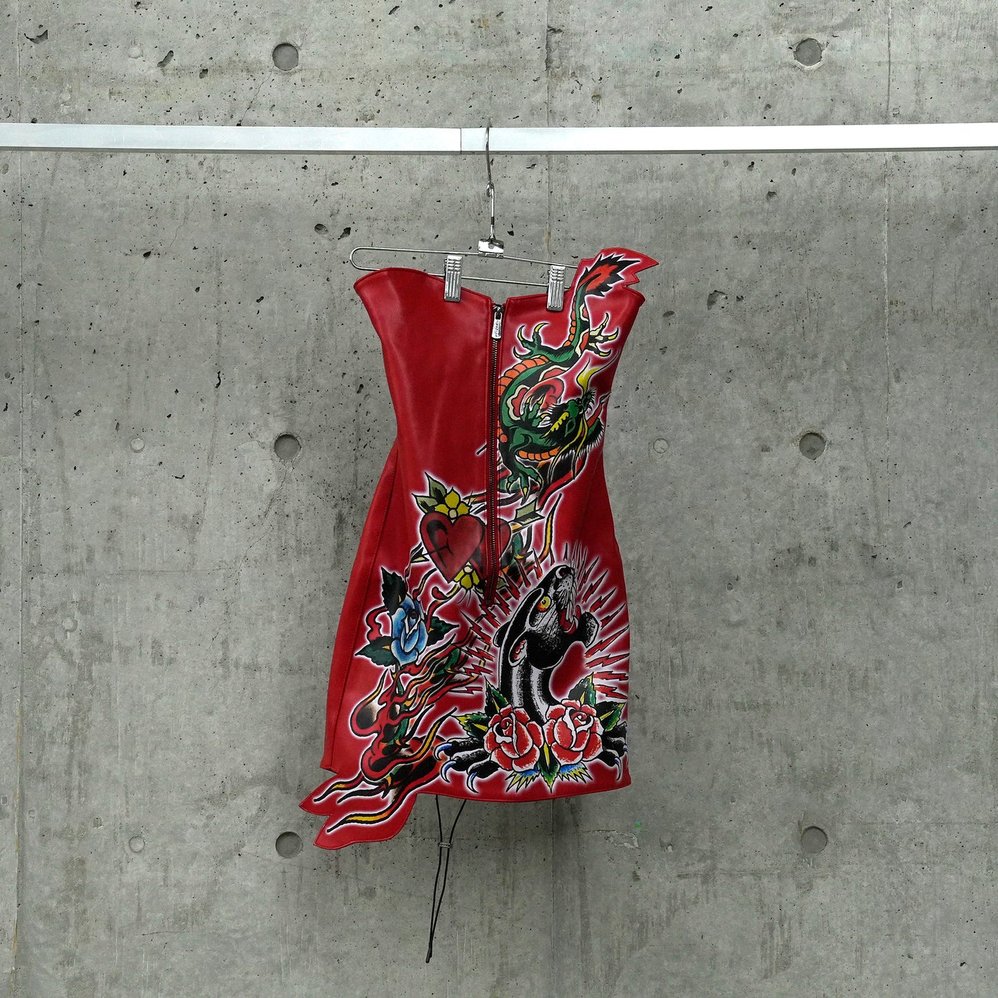 DRAGON ROSE MINI DRESS / RED