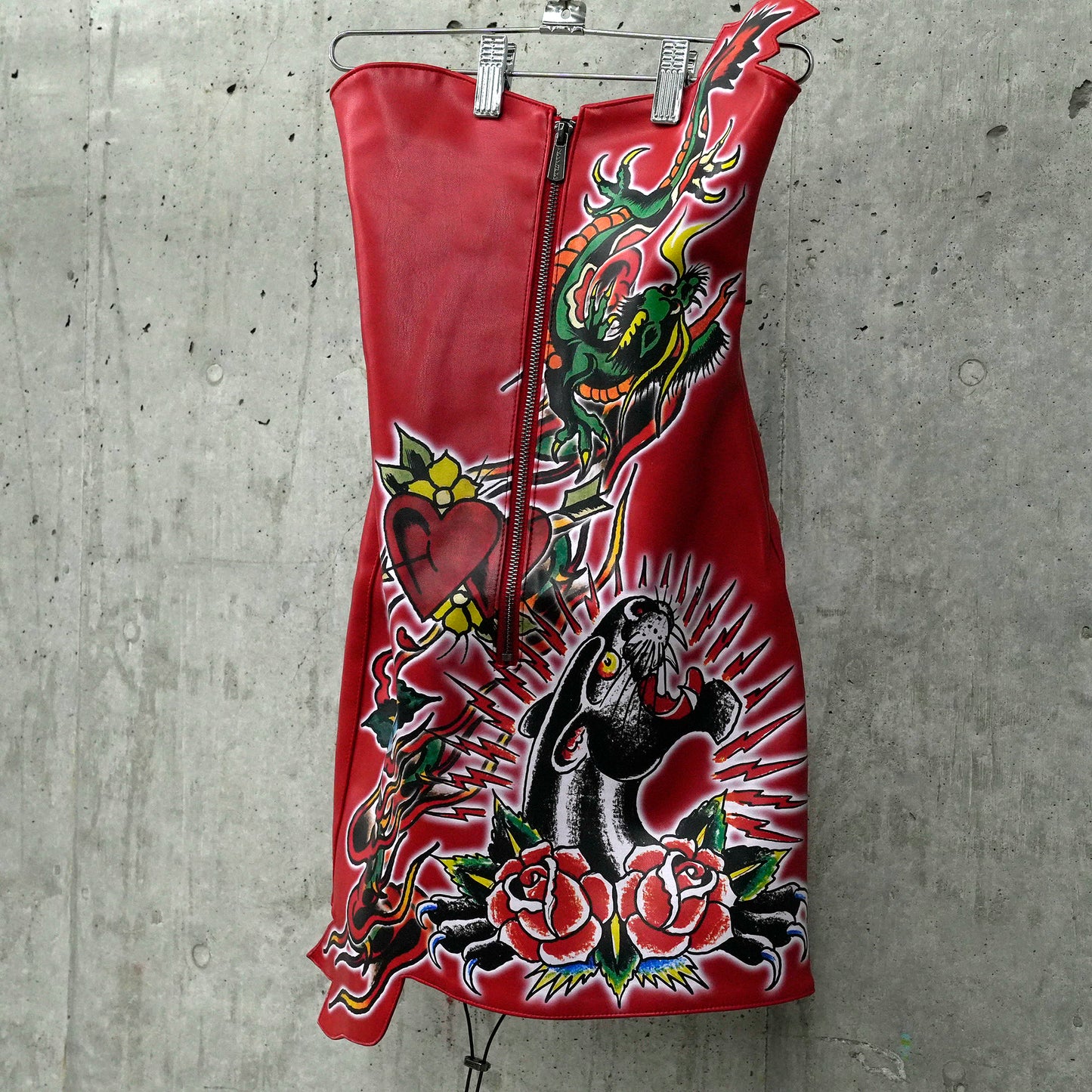 DRAGON ROSE MINI DRESS / RED