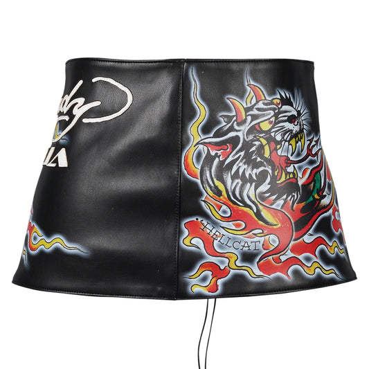 HELLCAT LACE UP MINI SKIRT / BLACK