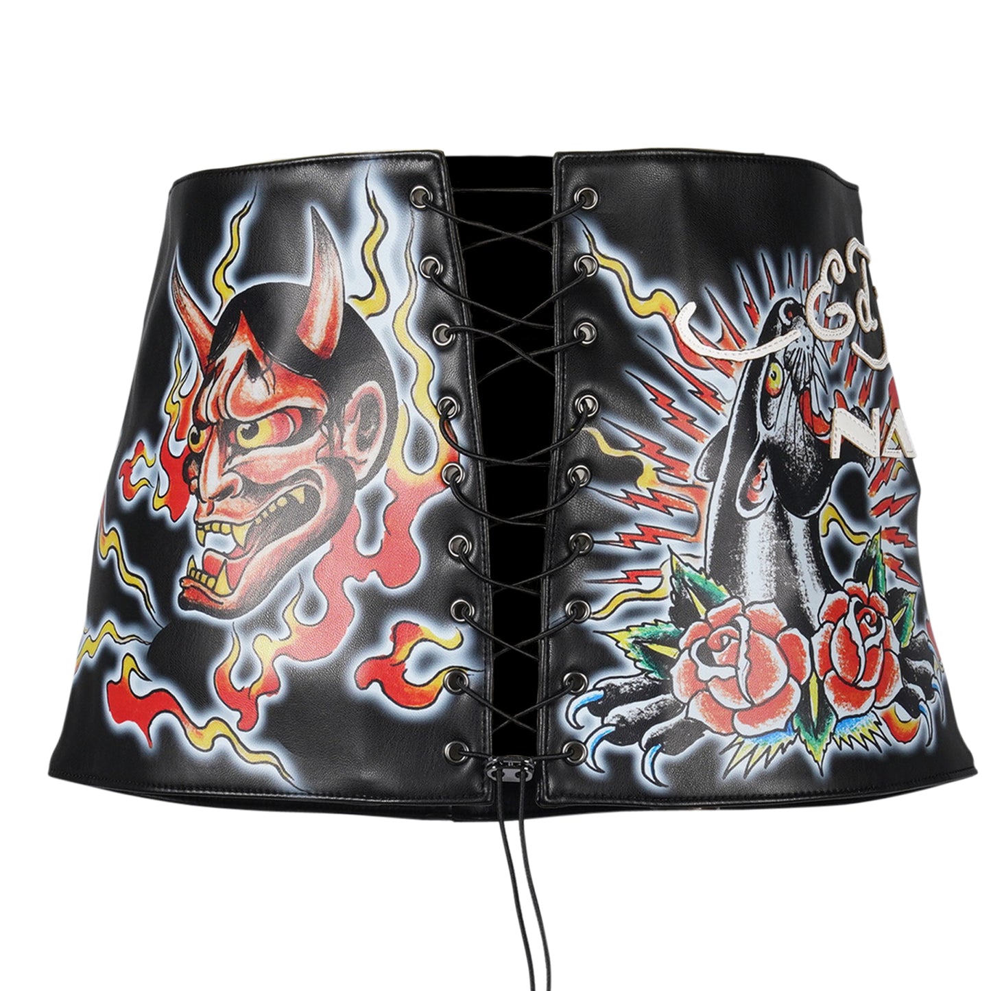 HELLCAT LACE UP MINI SKIRT / BLACK