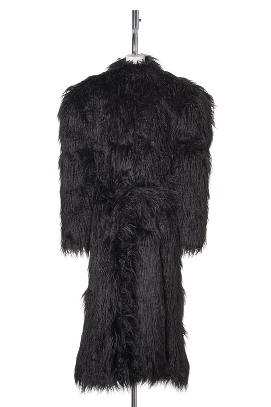 MIDNIGHT FAUX FUR COAT / BLACK