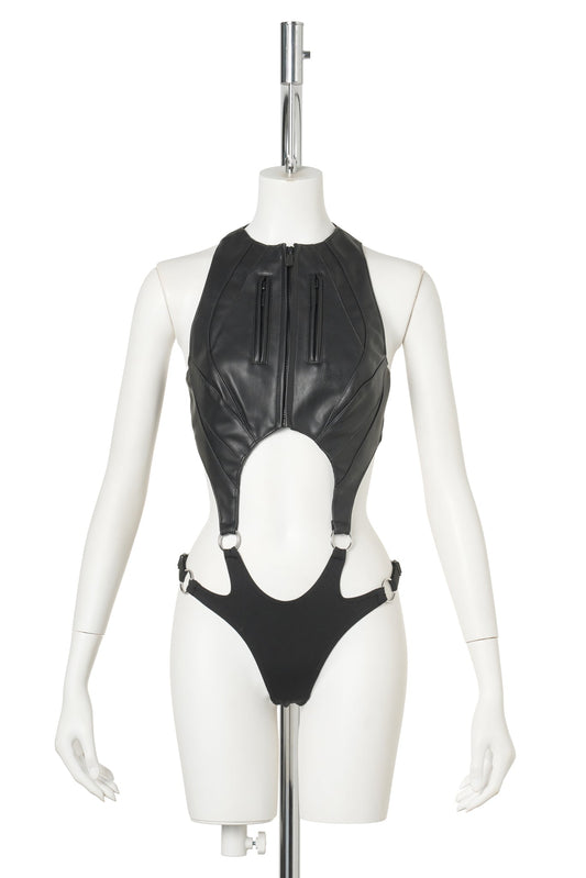 CUT OUT BODY - FLAT PANTY / BLACK