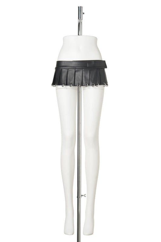 PLEATED MINI SKIRT / BLACK