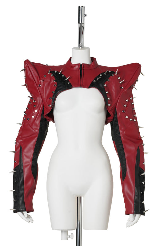 OCTANE MOTO SPIKE BOLERO JACKET / RED